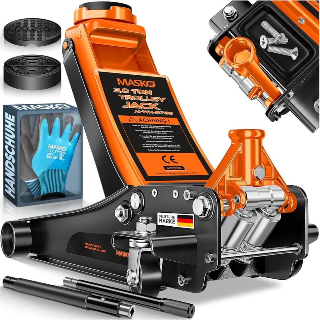 Test : cric hydraulique MASKO® 3 tonnes à rouleaux 360°