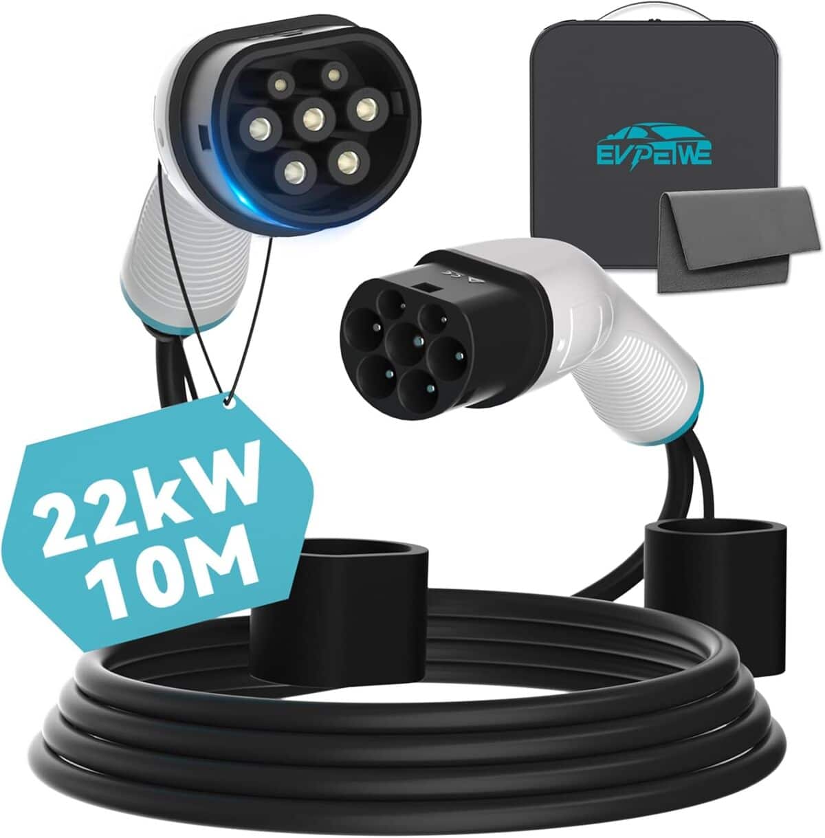 Test du câble de recharge EVPEIWE 22KW 32A : puissance et praticité