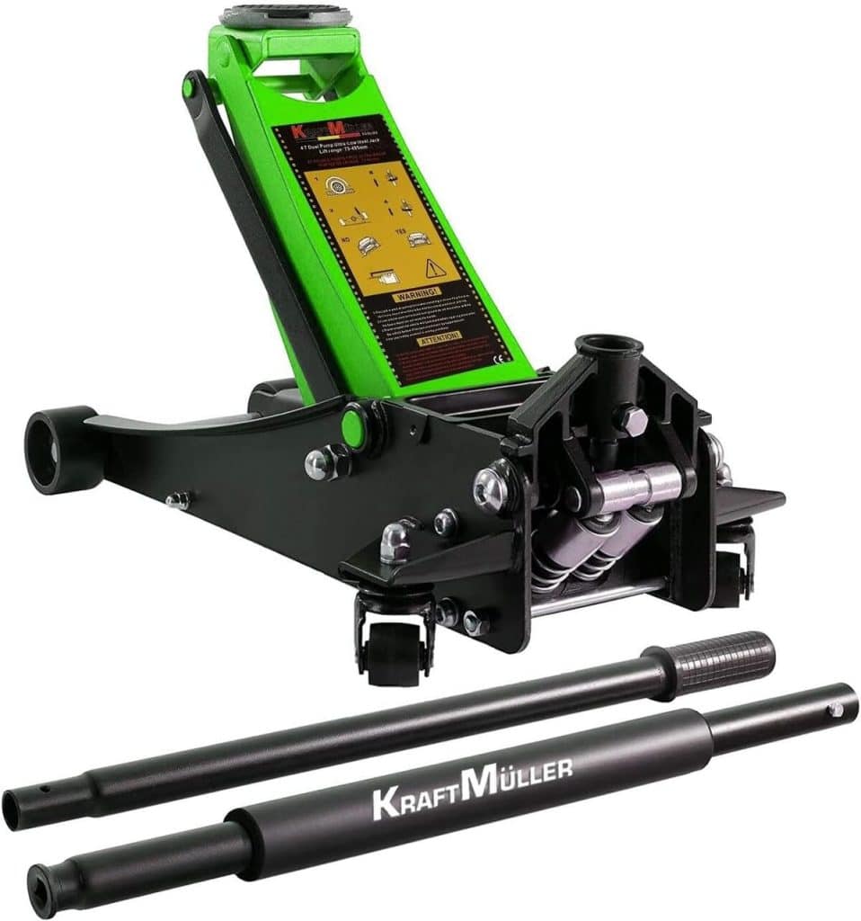 Test du cric hydraulique Kraft Müller 2, 25T : levée rapide à double-pompe