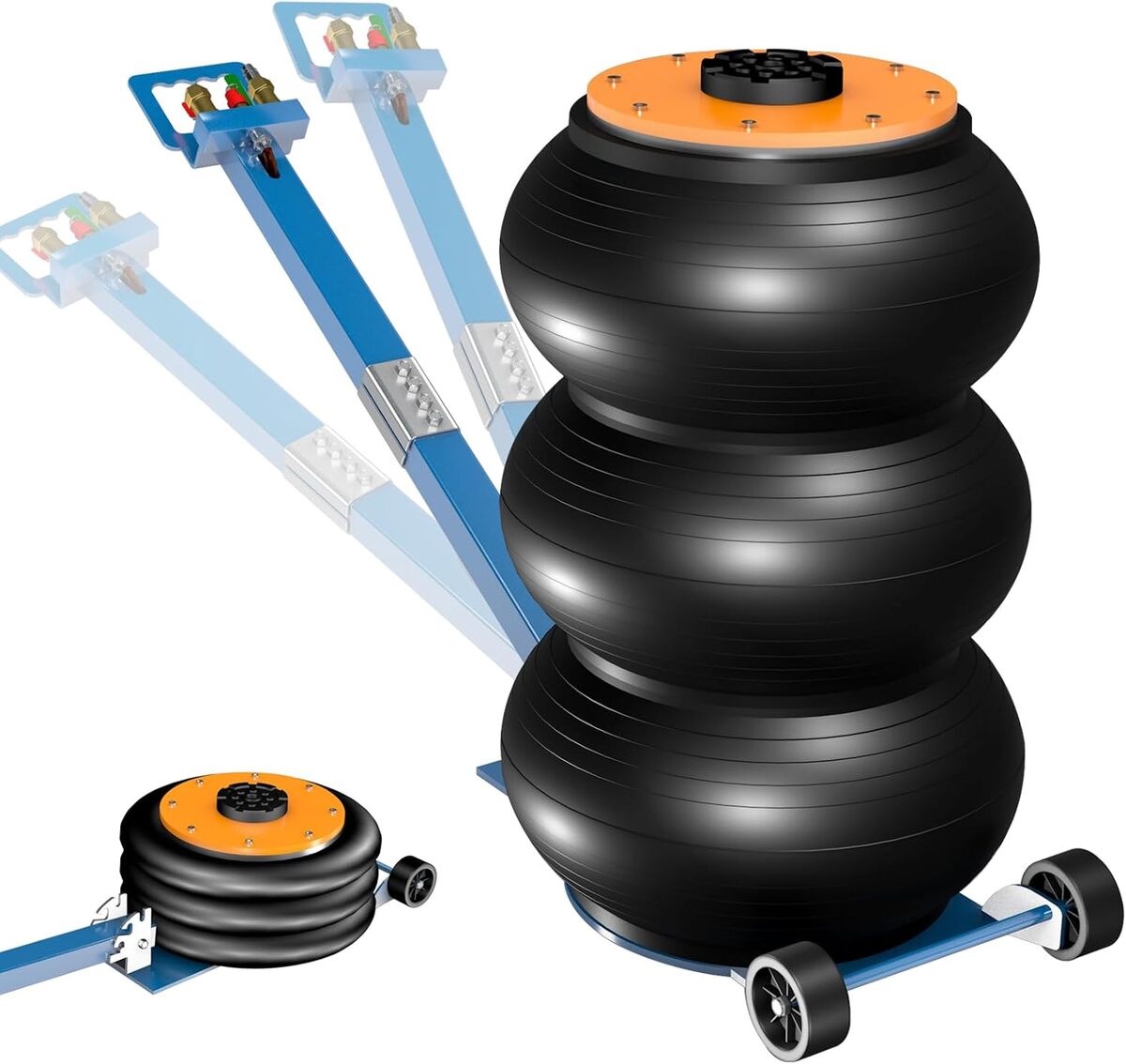 Test du cric pneumatique LARBANKE à triple sac : puissance et rapidité