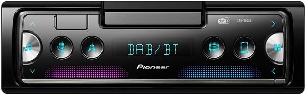 Pioneer SPH-20DAB avec antenne incluse Récepteur 1-DIN avec radio DAB/DAB+ numérique, Bluetooth, USB et Spotify. Se connecte à iPhone et appareils Android