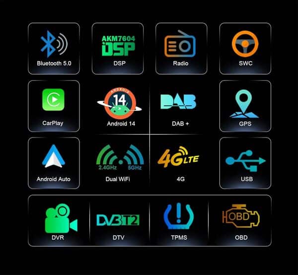 Erisin 8-cœur 4GO+64GO 7 Pouces Android 14 Autoradio GPS Navigateur pour VW Golf 5/6 Passat B6 Jetta Caddy Polo T5 Tiguan Seat Skoda CarPlay Android Auto Bluetooth 5.0 Dab+ FM DSP CD DVD WiFi RDS USB