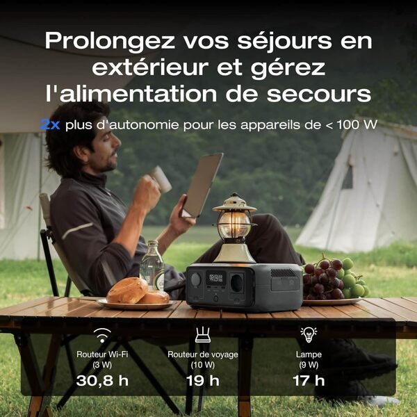 EF EcoFlow Station électrique portable RIVER 3 UPS 10 ms, 245 Wh de capacité, 600W de puissance de sortie, seuls quelques petits défauts dans l'emballage, le produit n'a pas été utilisé(Reconditionné)