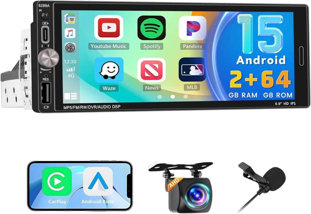 Test : autoradio 1 Din Carplay 6, 9 pouces avec caméra de recul