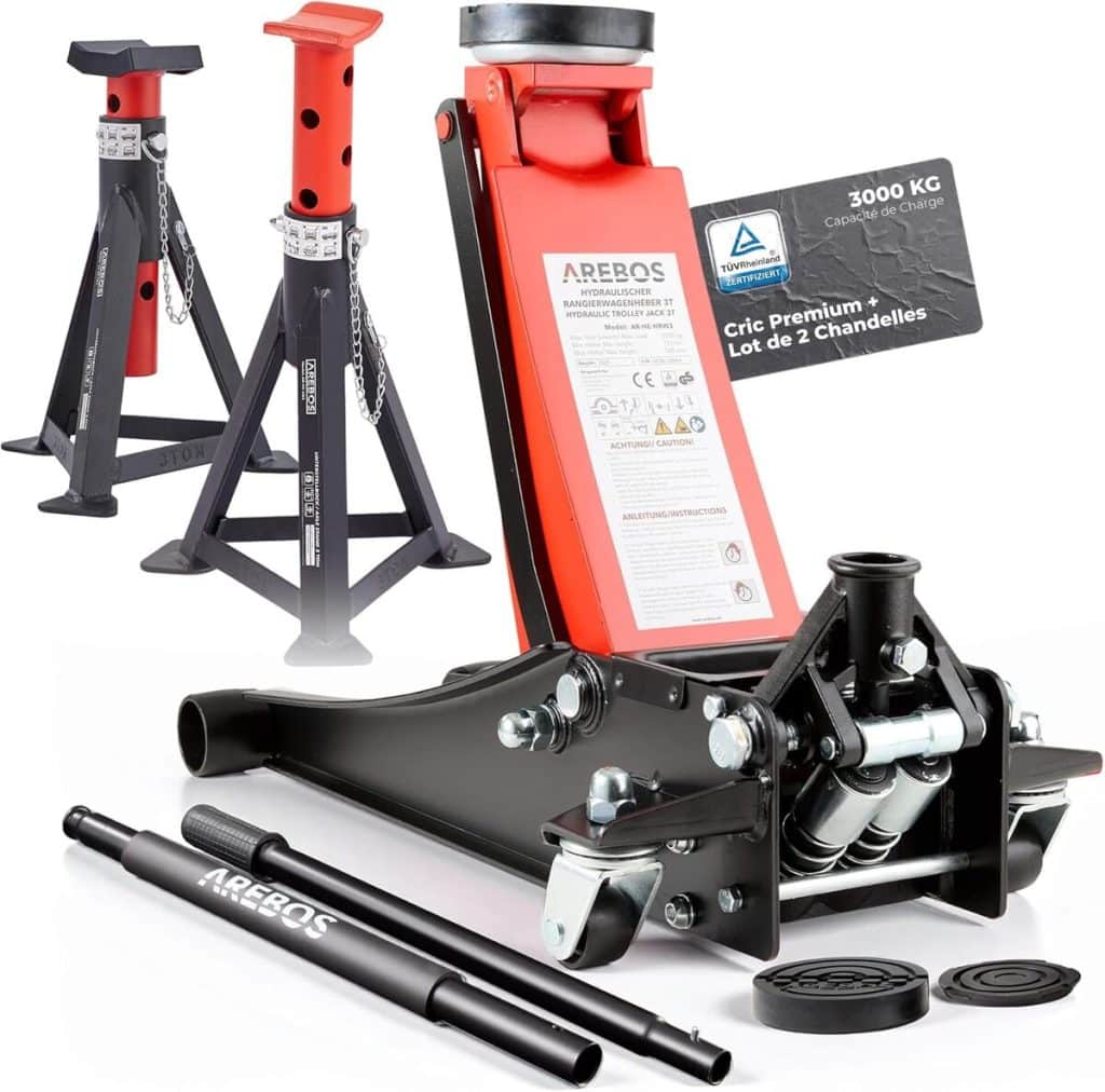 Test du cric hydraulique Arebos 3T : puissance et polyvalence