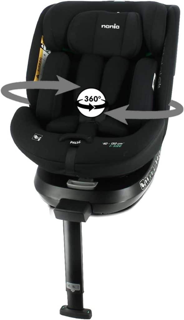 Test du siège auto Nania Spirit pivotant 360° pour enfants de 40-150 cm