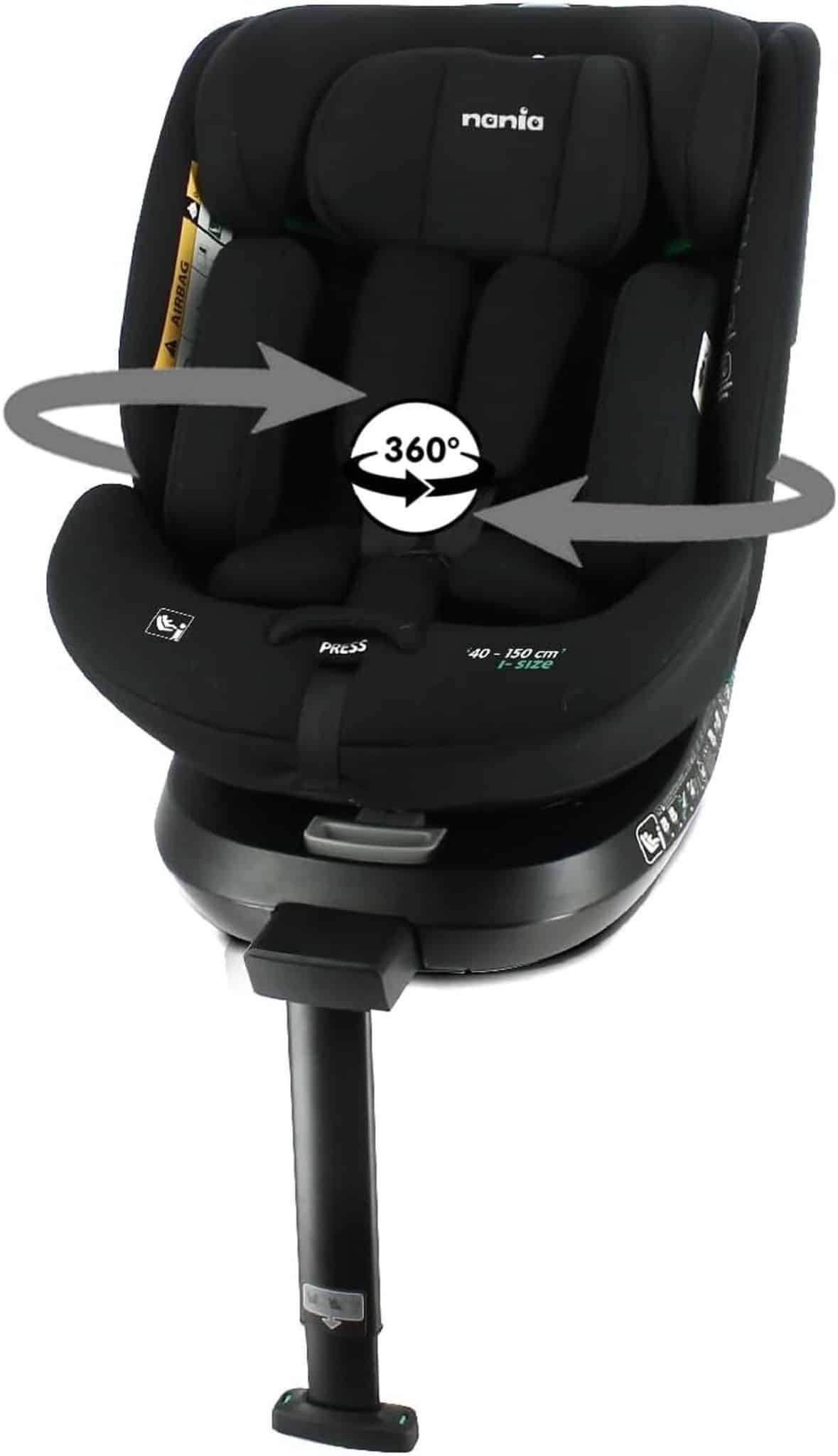 Test du siège auto Nania Spirit pivotant 360° pour enfants de 40-150 cm