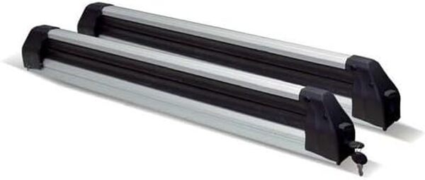 VDP Barres de toit d'origine + porte-ski/snowboard/support de skis Silver Ice extensible compatible avec Mazda CX-5 5 portes 2012-2017