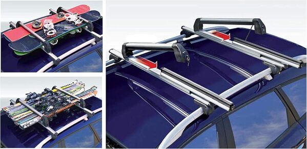 VDP Porte-skis Silver Ice extensible + barres de toit KING2 compatible avec BMW X5 (F15) (5 portes) à partir de 14