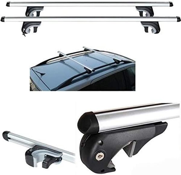 Compatible avec Mitsubishi Outlander 2011 Barre DE Toit 135CM + Porte-Ski 4 Paires DE Skis OU 2 Snowboards pour Toit DE Voiture en Aluminium HOMOLOGUÉ