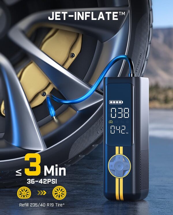 Fanttik X8 APEX EV Gonfleur de pneu portable, gonflage 2 fois plus rapide, compresseur d'air sans fil 150 PSI avec batterie puissante, compatible avec les voitures électriques, voitures, motos, vélos,