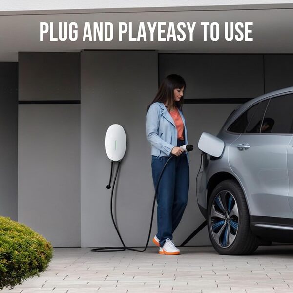 Teskee Chargeur EV Type 2 Wallbox Home Station de recharge de voiture EV intelligente pour toutes les voitures EV et hybrides rechargeables à l'extérieur et à l'intérieur 7,2kW 32A 6 Metros Monofásico