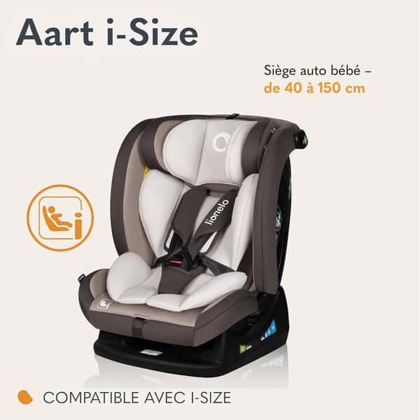 LIONELO AART I-SIZE Siège Auto Bébé 40 à 150 cm, Installation avec Ceinture de Sécurité, Réglage de l'Appui-tête et de l'Inclinaison, Insert Lombaire et Réducteur, Norme R129 i-Size Standard
