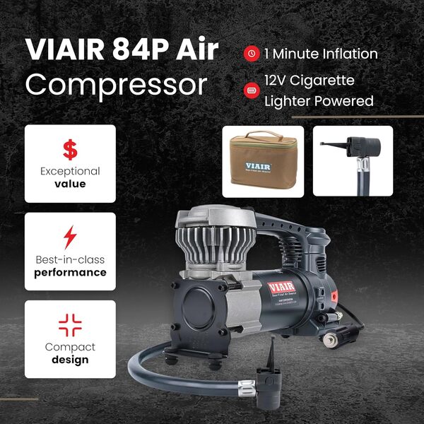VIAIR 00084 Compresseur portable 84P Sport Compact Series 12 V 60 PSI pour pneus jusqu'à 31