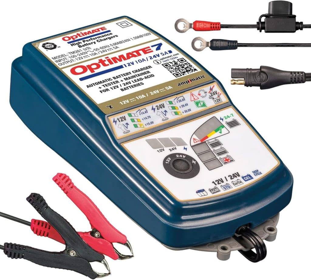 Test du chargeur Optimate 7 : puissance 12V 10A et 24V 5A