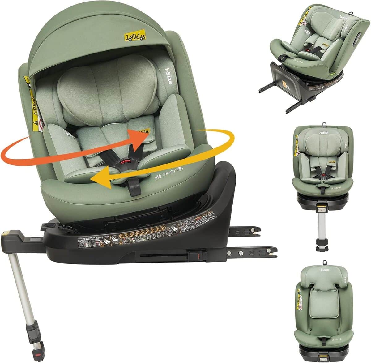 Test du siège auto pivotant 360 Jovikids ISOFIX green