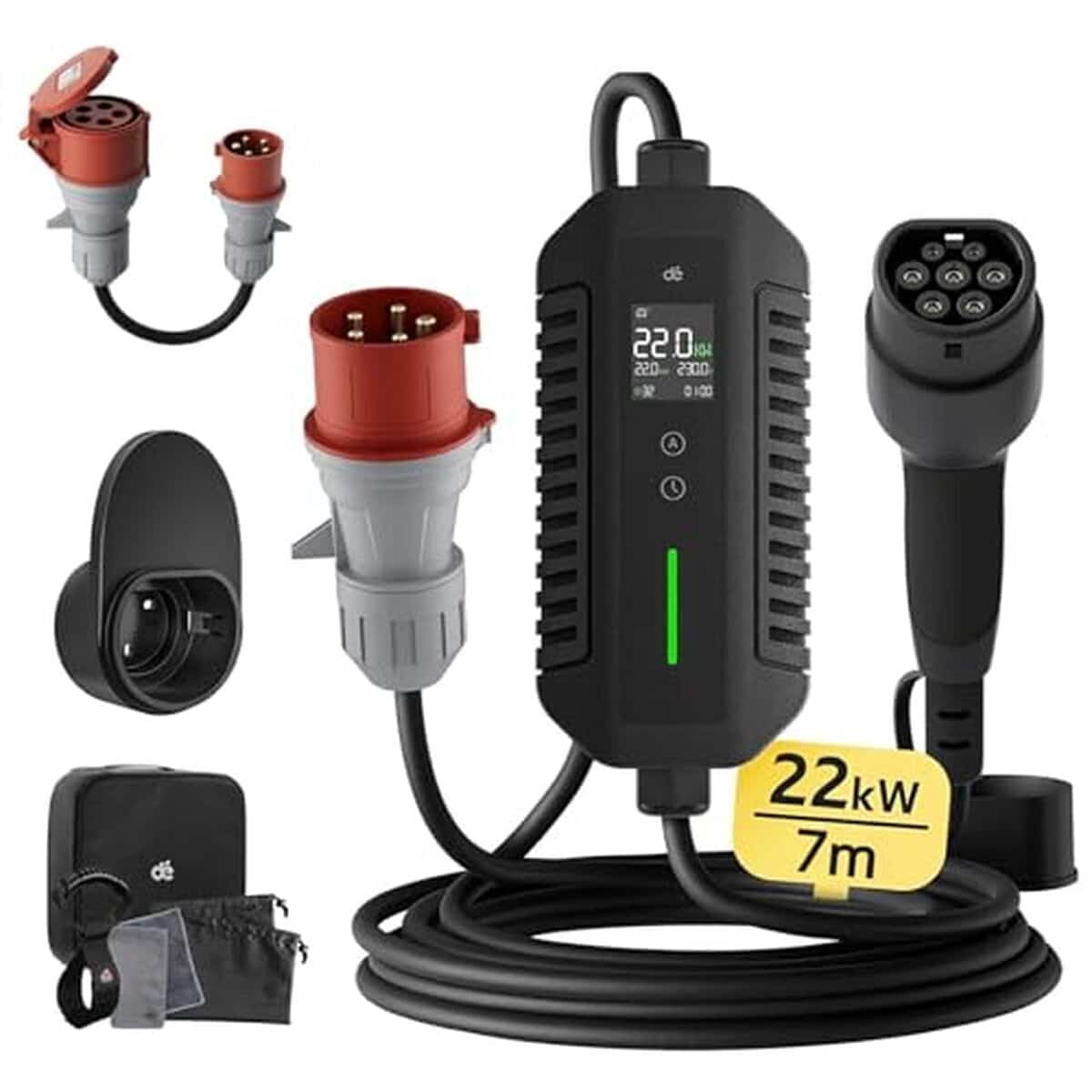 Test : chargeur voiture électrique 22 kW triphasé 7 m