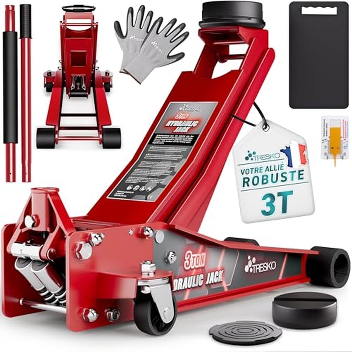 Test du cric hydraulique Tresko 3 T : performance et praticité