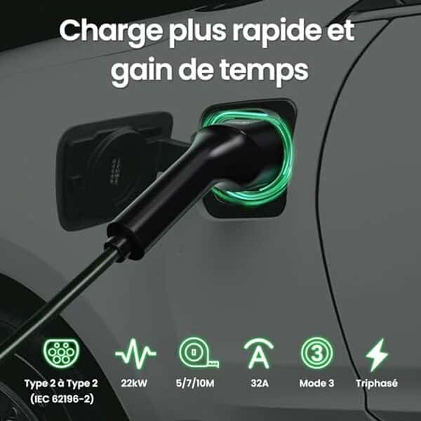 Découvrez notre analyse complète du câble de recharge Goneo 22KW 32A 7M pour voiture électrique : fiabilité, efficacité et facilité d'utilisation expliquées en détail