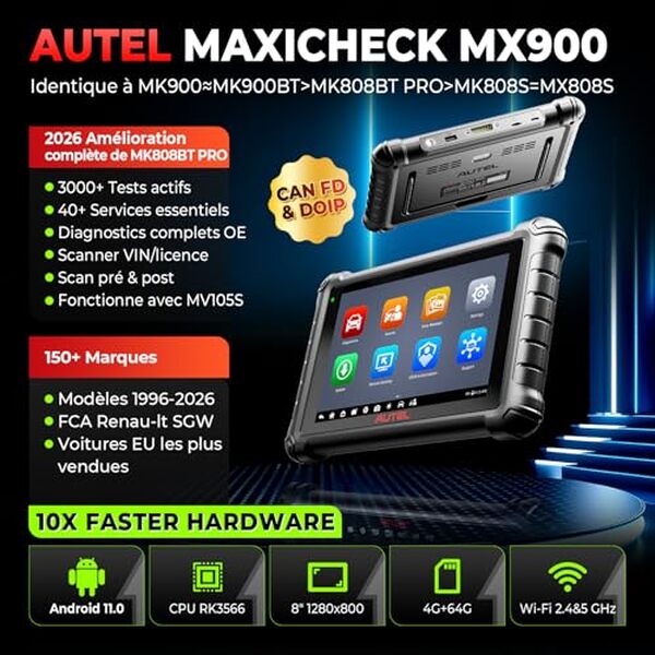 Découvrez le test complet de l'Autel MaxiCheck MX900 : une valise diagnostic auto polyvalente pour 2026 adaptée aux besoins des professionnels et des amateurs d'automobile.