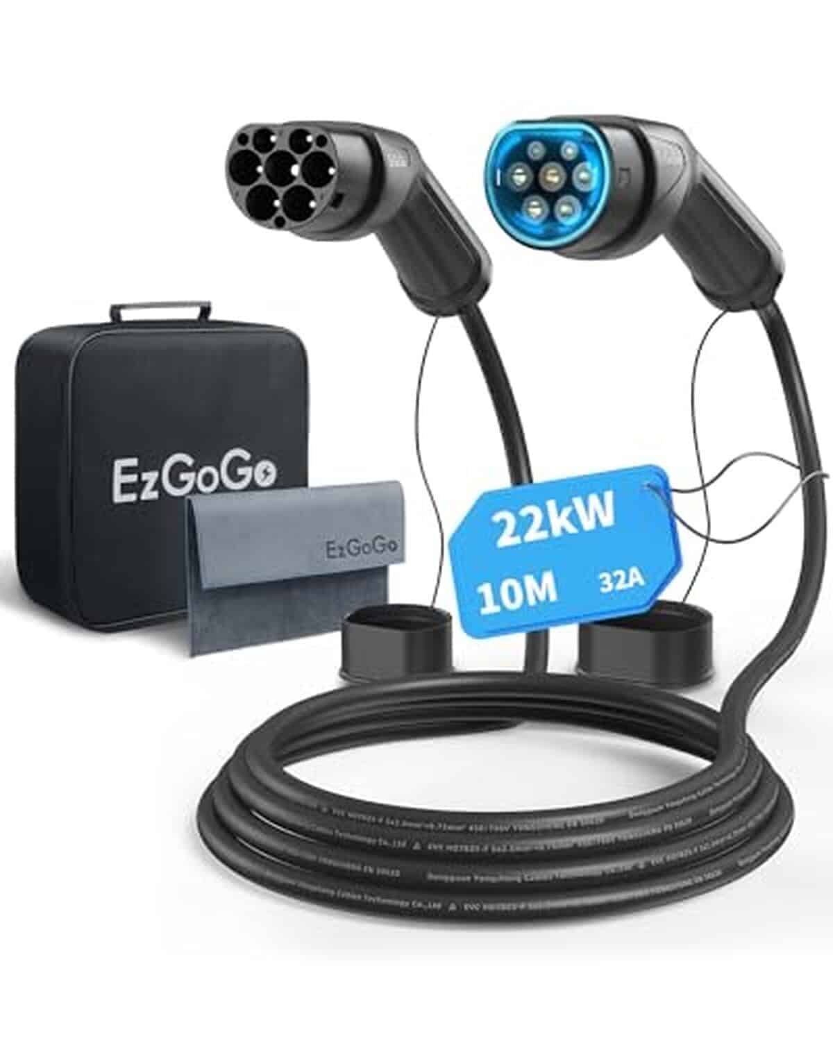 Test du câble de recharge EzGoGo Type 2 : puissance et rapidité sur 10 m