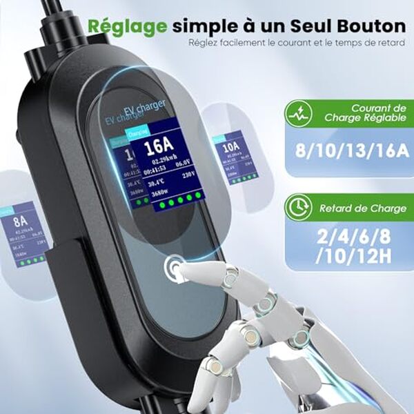Découvrez le chargeur mural eVJUICION 15m 3, 68KW avec écran LED : un test complet sur ses performances et fonctionnalités innovantes pour recharger vos véhicules électriques efficacement