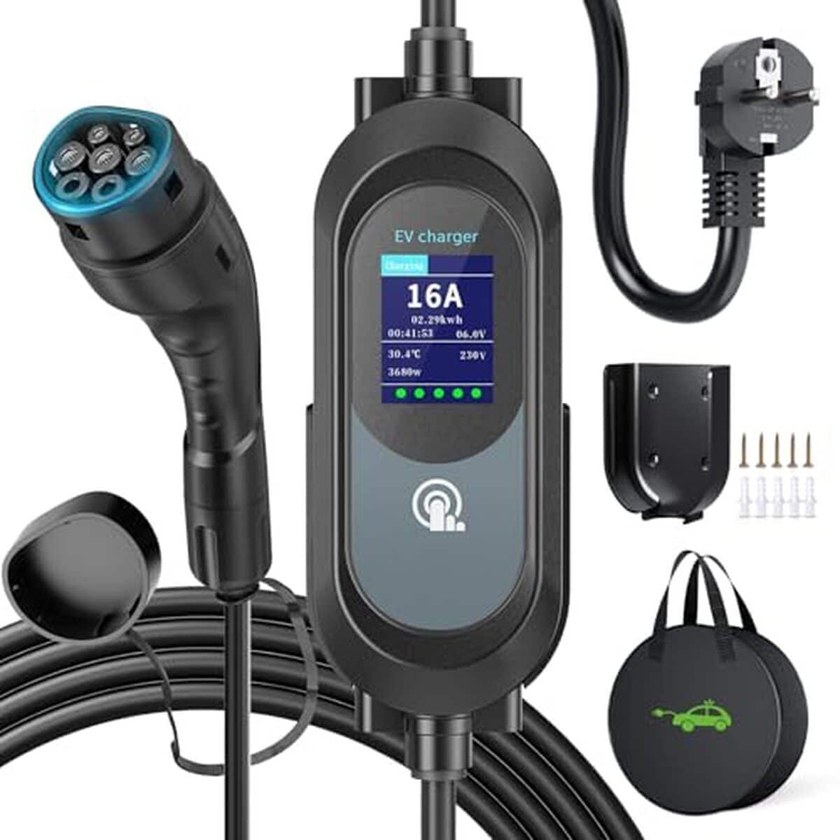 Essai : chargeur mural eVJUICION 15m 3, 68KW avec écran LED