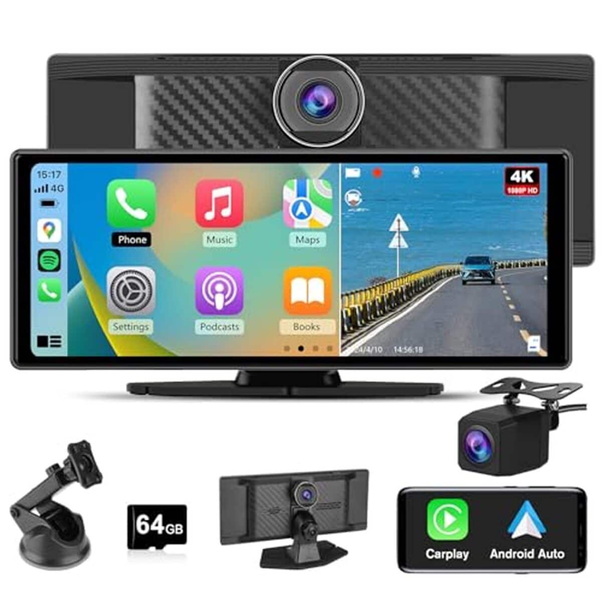 Test de l'écran Hexinex Carplay avec dashcam 4K et caméra arrière