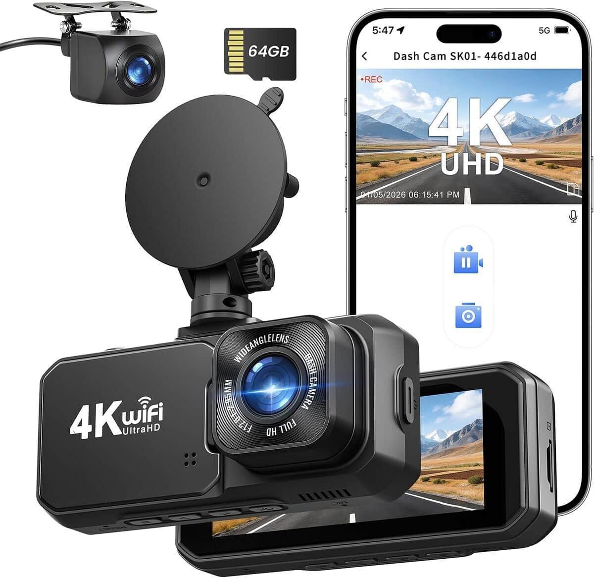 Test de la dashcam Rmana 4K+1080P : sécurité et praticité
