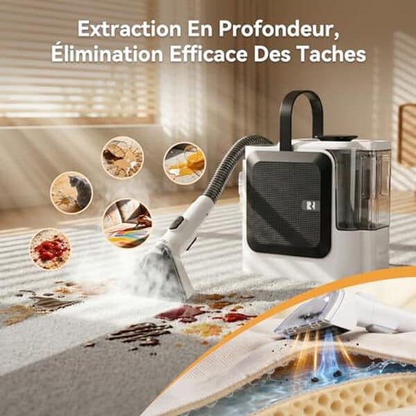 Découvrez l'aspirateur-laveur Vozascly F1 avec ses 600W+1200W pour nettoyer efficacement vos canapés et tissus. Test complet, performances et avis.