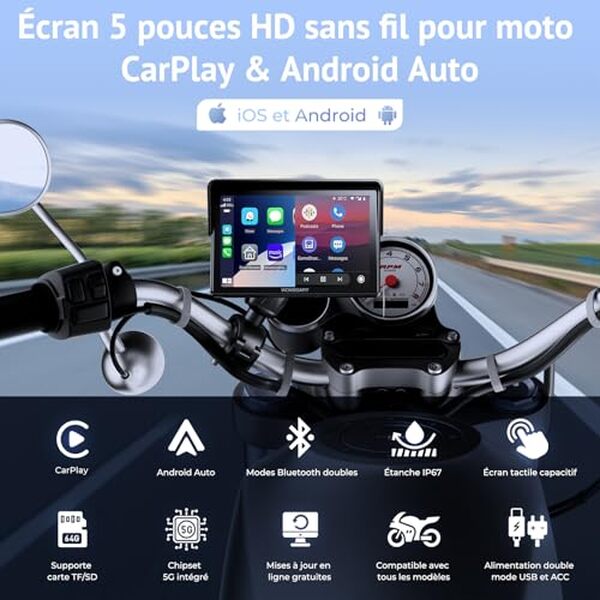 Découvrez notre test détaillé de l'écran CarPlay moto 5 pouces tactile et étanche : performances, installation et avis utilisateurs pour choisir le meilleur modèle.