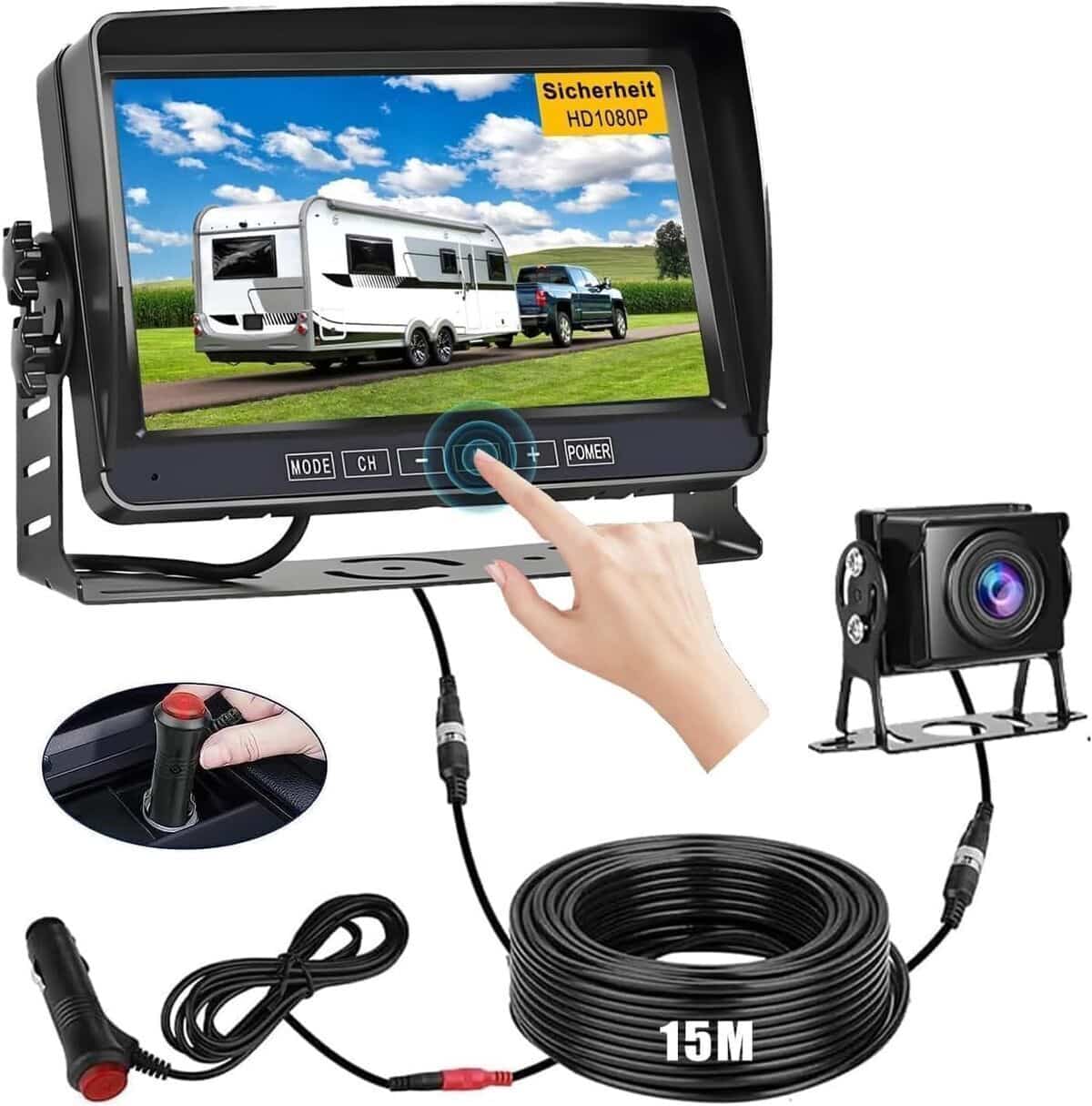 Test caméra de recul filaire 1080P écran HD 7 pouces